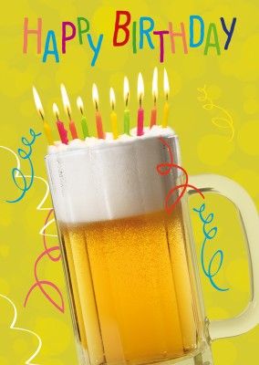 Happy Birthday -- Beer with Candles :: Happy Birthday :: MyNiceProfile.com