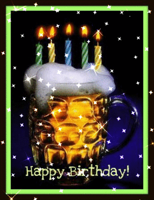 Happy Birthday -- Beer with Candles :: Happy Birthday :: MyNiceProfile.com